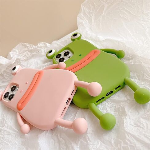 Phone Cases for iPhone 14 Case Kawaii 3D Cartoon iPhone Case Soft Silicone Shockproof Protective Funny Women Girls Cute for iPhone 14 (Frog Green) in Kuwait