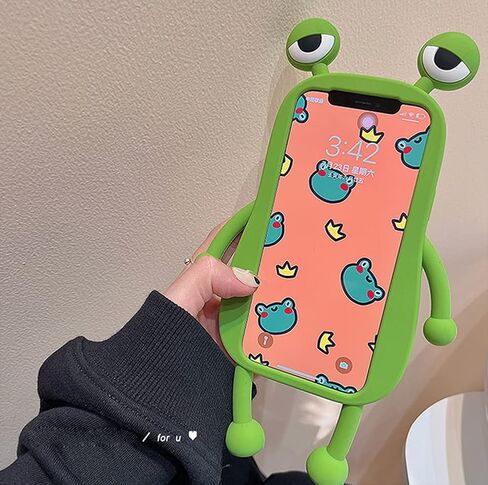 Phone Cases for iPhone 14 Case Kawaii 3D Cartoon iPhone Case Soft Silicone Shockproof Protective Funny Women Girls Cute for iPhone 14 (Frog Green) in Kuwait