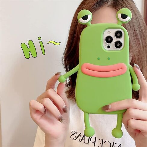 Phone Cases for iPhone 14 Case Kawaii 3D Cartoon iPhone Case Soft Silicone Shockproof Protective Funny Women Girls Cute for iPhone 14 (Frog Green) in Kuwait