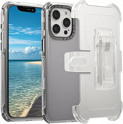 CCSamll for iPhone 16 Pro Max Case Clear Belt Clip Holster BLF Transparent in Kuwait
