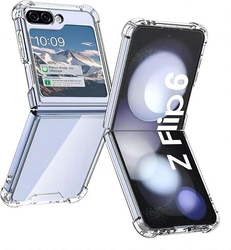 حافظة USTIYA لهاتف Samsung Galaxy Z Flip 7 FE/Z Flip 6 5G أكريليك شفاف + غطاء حماية من أربع زوايا من مادة TPU شفافة بدون اصفرار (شفاف) in Kuwait