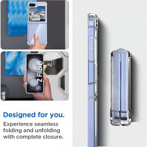 حافظة USTIYA لهاتف Samsung Galaxy Z Flip 7 FE/Z Flip 6 5G أكريليك شفاف + غطاء حماية من أربع زوايا من مادة TPU شفافة بدون اصفرار (شفاف) in Kuwait