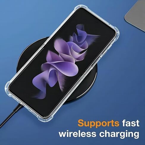 حافظة USTIYA لهاتف Samsung Galaxy Z Flip 7 FE/Z Flip 6 5G أكريليك شفاف + غطاء حماية من أربع زوايا من مادة TPU شفافة بدون اصفرار (شفاف) in Kuwait