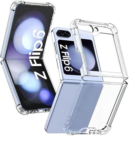 حافظة USTIYA لهاتف Samsung Galaxy Z Flip 7 FE/Z Flip 6 5G أكريليك شفاف + غطاء حماية من أربع زوايا من مادة TPU شفافة بدون اصفرار (شفاف) in Kuwait