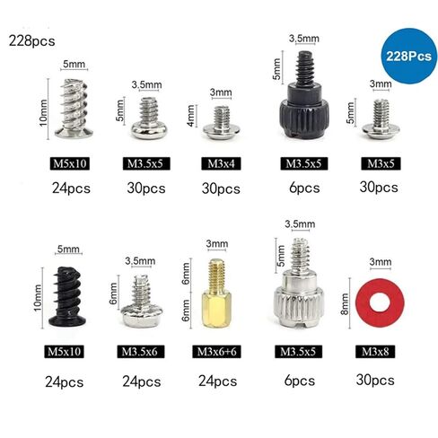 228PC Computer Screw Kit for PC Case Hard Drive Motherboard Fan GPU in Kuwait