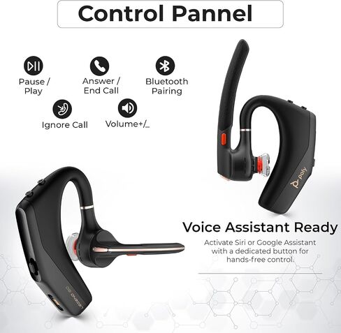 Poly Legend Voyager 50 for Bluetooth Headset - 4 Noise-Canceling Mics, PC, iOS, Mac, Tablet, Incl. + Charging Cable + USB Dongle + USB A-C + Microfiber Cloth in Kuwait