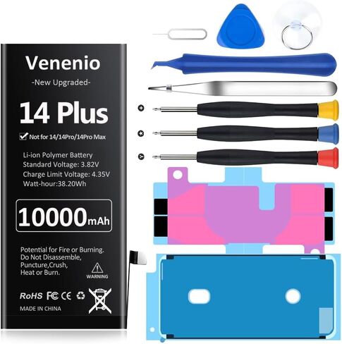 [10000mAh] Battery for iPhone 14 Plus, 2026 New Upgrade High Capacity Replacement Battery for iPhone 14 Plus Models A2632 A2885 A2886 A2887 A2896 with Professional Replacement Tool Kits in Kuwait