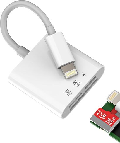 Lightning SD Card Reader 3 in 1 for iPhone 14 13 Pro Max Charging Micro SD TF Card Reader MFi Certified for ipad Camera Adapter External Memory Phone Photo Transfer in Saudi Arabia