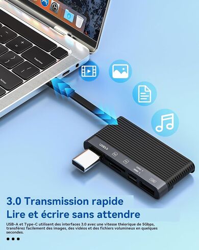 USB C Lightning to USB Adapter (6 in 1) SD Micro SD Card Reader USB OTG 3.0 2.0 for iPhone 16 15 14 Pro TF Memory Compact Flash Compatible with Samsung Charging for ipad Camera in Kuwait