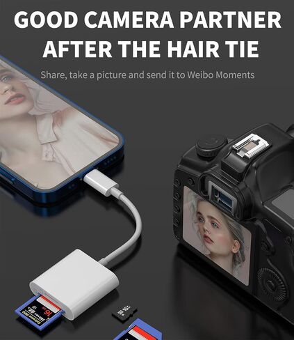 SD and Micro SD Card Reader Lightning 2 in 1 Adapter Pack of 2 for iPhone 14 Pro for ipad TF Memory Cards Photo Video Transfer Camera External Memory Card Reader in Kuwait