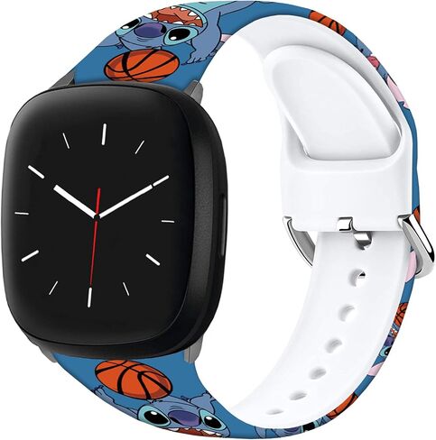 Stitch Blue Basketball Bands Compatible with Fitbit Sense/Sense 2/Versa 3/Versa 4 Soft Silicone Magic Fancy Strap Women Men in Kuwait