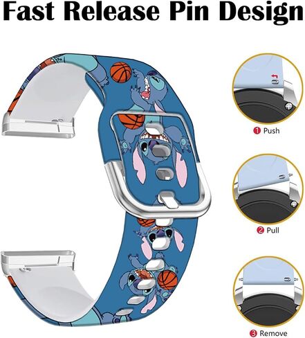 Stitch Blue Basketball Bands Compatible with Fitbit Sense/Sense 2/Versa 3/Versa 4 Soft Silicone Magic Fancy Strap Women Men in Kuwait