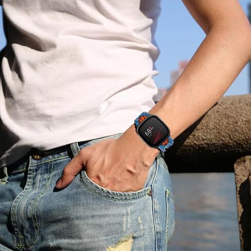 Stitch Blue Basketball Bands Compatible with Fitbit Sense/Sense 2/Versa 3/Versa 4 Soft Silicone Magic Fancy Strap Women Men in Kuwait