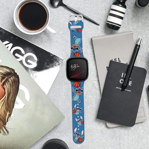 Stitch Blue Basketball Bands Compatible with Fitbit Sense/Sense 2/Versa 3/Versa 4 Soft Silicone Magic Fancy Strap Women Men in Kuwait