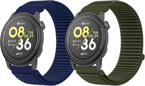 2 Pack Nylon Bands Compatible with COROS Pace 3/4,Apex 2 PRO/Pace Pro/Apex PRO/Apex 4 42mm,22mm Soft Breathable Hook & Loop Watch Strap Replacement for Men Women in Kuwait