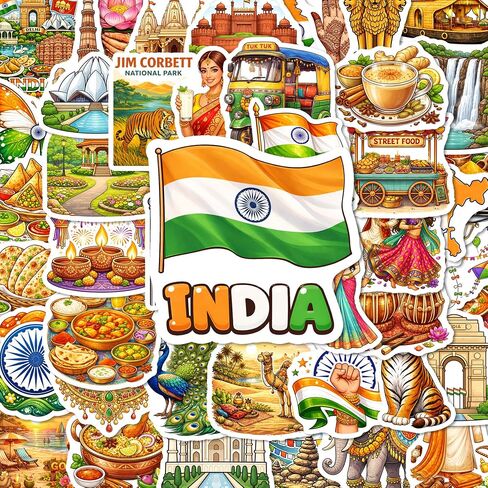 BEATRI India Stickers 50Pcs Waterproof Vinyl Travel Map Country Decor in Saudi Arabia