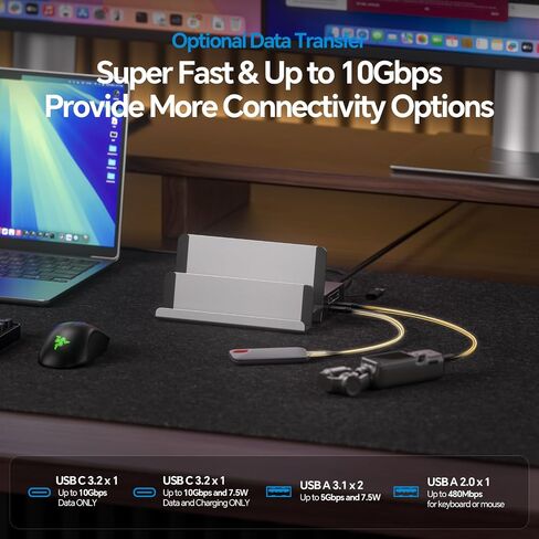 Triple Display Docking Station with Dual Stand, 19-in-1 Laptop Docking Station 3 Monitor with 100W PD, 3 HDMI + 2 DP 4K, 2 USB-C, 2 USB-A Data/Charging, 2 USB-C PD, Ethernet (Driver Required) in Kuwait