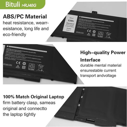 RJ40G Laptop Battery Replacement for Dell Latitude 14 5420 Latitude 15 5520 Precision 15 3560 Series P137G P137G001 P104F P104F001 P104F002 075X16 01K2CF WY9DX 0WK3F1 0M3KCN 005R42 15.2V 63Wh in Kuwait