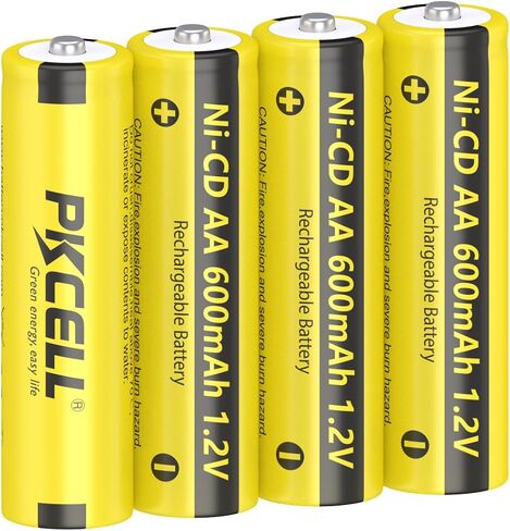PKCELL 4 Pack AA 1.2V 600mAh NICD Rechargeable Battery for Solar Lights in Kuwait