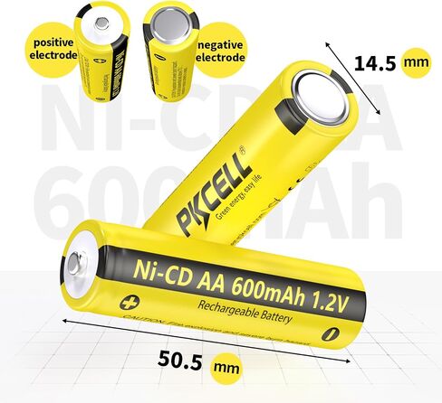 PKCELL 4 Pack AA 1.2V 600mAh NICD Rechargeable Battery for Solar Lights in Kuwait