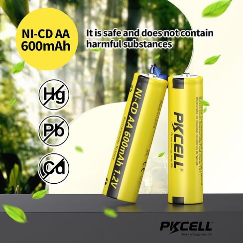 PKCELL 4 Pack AA 1.2V 600mAh NICD Rechargeable Battery for Solar Lights in Kuwait