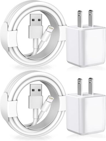 [Apple MFi Certified] iPhone Charger, 2Pack Lightning Cable Apple Charging Cords &Fast Quick USB Wall Charger Travel Block Plug Adapter for iPhone 14/13/12/11 Pro/11/X/XS MAX/XR/8/7/6s/6 Plus/AirPods in Kuwait