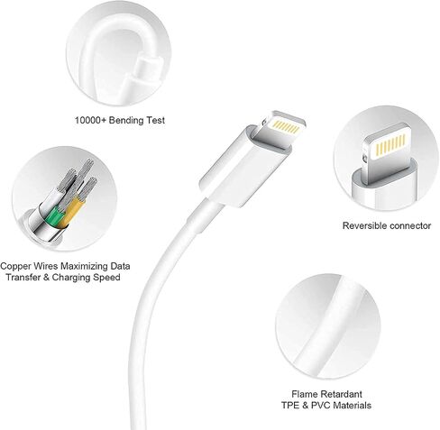 [Apple MFi Certified] iPhone Charger, 2Pack Lightning Cable Apple Charging Cords &Fast Quick USB Wall Charger Travel Block Plug Adapter for iPhone 14/13/12/11 Pro/11/X/XS MAX/XR/8/7/6s/6 Plus/AirPods in Kuwait