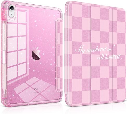 TWOLSKOO Sparkly Case for iPad 11th Gen 11" 2025 (A16) & iPad 10th Gen 10.9" 2022, Glitter Hard Acrylic Back with Pencil Holder, Slim Trifold Stand Folio Cover, Auto Sleep/Wake, Rose Leopard in Kuwait