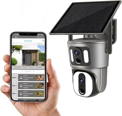 Sky Tower 2K Solar Security Camera Outdoor, Wireless WiFi PTZ Pan Tilt 360° View Spotlight, AI Motion Detection and Siren, Color/IR Night Vision, 2-Way Talk, Amazon Cloud (WiFi Router) in Kuwait