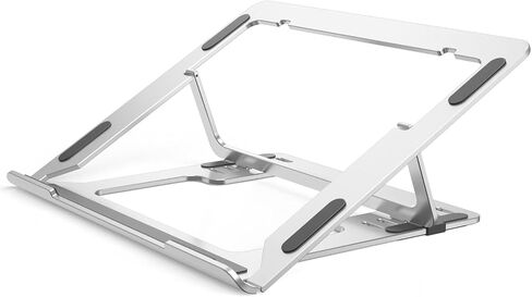 MALLRACE Adjustable Laptop Stand, Ergonomic Aluminum Portable Computer Riser, Adjustable Laptop Stand with Multiple Height and Angle Settings for Optimal Viewing and Typing Position, Silver in Kuwait