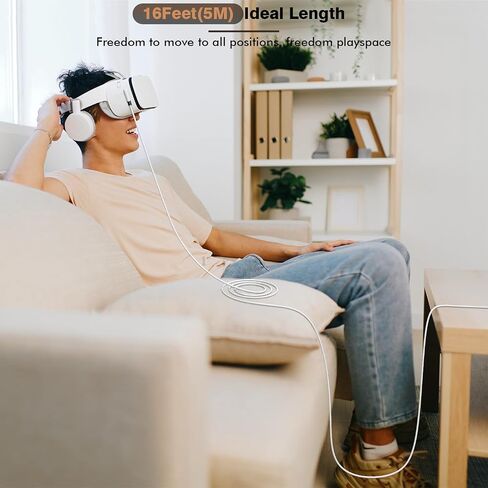 16 Feet Link Cable for Quest 3S,VR Cable Compatible with Meta Quest 3S/Quest 3/Oculus Quest 2/Pico 4 Accessories and PC/Steam VR,16FT USB 3.0 to USB C Link Cable High Speed Data Transfer Link Cord in Kuwait