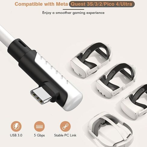16 Feet Link Cable for Quest 3S,VR Cable Compatible with Meta Quest 3S/Quest 3/Oculus Quest 2/Pico 4 Accessories and PC/Steam VR,16FT USB 3.0 to USB C Link Cable High Speed Data Transfer Link Cord in Kuwait
