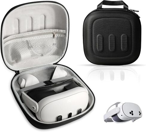 Q3S Hard Carrying Case for Meta Quest 3/Quest 3S VR Headset, Touch Controller, Original Fabric Strap & Accessories, Ideal for Travel & Home Storage with Comfort Protection in Kuwait