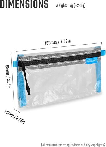TACTICAL_GEEK HS5 Clear Slim Organizer Pouch, Lightweight Transparent PE Mesh Storage Bag with Zipper, Flat Travel Pouch for ID Cards, Receipts, Pens, Stationery, Small Tools, Backpack and Pocket in Kuwait