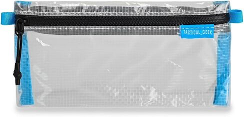 TACTICAL_GEEK HS5 Clear Slim Organizer Pouch, Lightweight Transparent PE Mesh Storage Bag with Zipper, Flat Travel Pouch for ID Cards, Receipts, Pens, Stationery, Small Tools, Backpack and Pocket in Kuwait