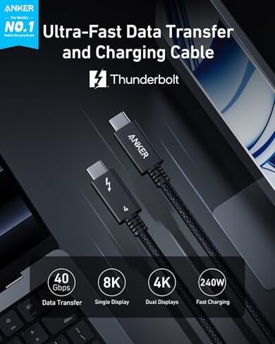 Anker Prime Thunderbolt 4 Cable, 3.3 ft USB C to USB C Cable, 240W Charging, 40Gbps Data Transfer & Anker Prime Docking Station, 14-Port with 160W Max Output, 10Gbps Fast Data Transfer in Saudi Arabia