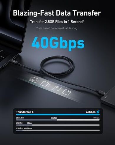 Anker Prime Thunderbolt 4 Cable, 3.3 ft USB C to USB C Cable, 240W Charging, 40Gbps Data Transfer & Anker Prime Docking Station, 14-Port with 160W Max Output, 10Gbps Fast Data Transfer in Saudi Arabia