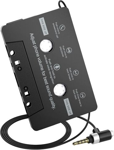 Mersoco Car Cassette Audio Adapter with Hands-Free Calling Microphone, Universal Cassette Tape Aux Adapter for Car, MP3 Player, Smartphone, 3.2 Feet Cable in Saudi Arabia