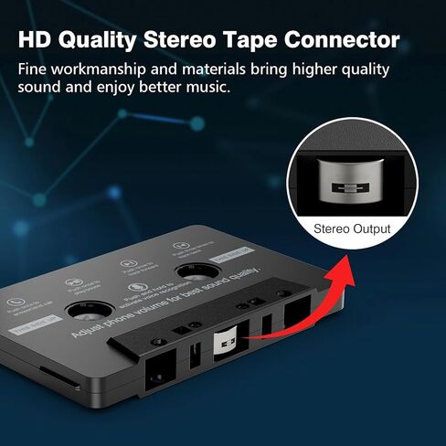 Mersoco Car Cassette Audio Adapter with Hands-Free Calling Microphone, Universal Cassette Tape Aux Adapter for Car, MP3 Player, Smartphone, 3.2 Feet Cable in Saudi Arabia