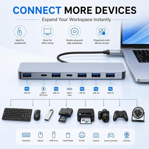 VIENON Aluminum USB C & USB Hub 7-in-1 with USB 3.0, USB-C Ports for PC/Laptops/MacBook Pro/Air/iMac/iPad and More Devices in Saudi Arabia