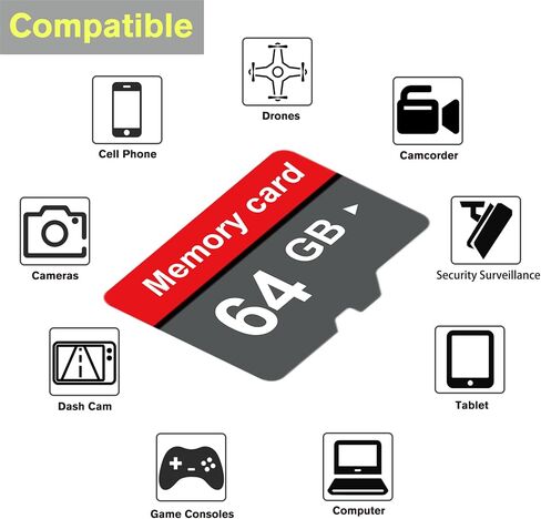 Micro SD Card 64GB Memory Card, Class 10, U3 Speed Card, Suitable for KEYROO Dash Camera, Security Camera, Drone and Action Camera in Kuwait