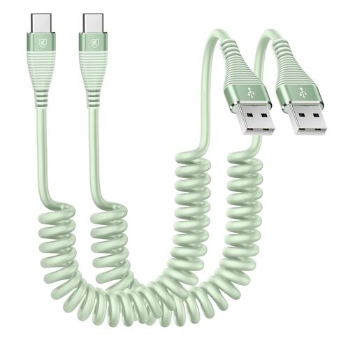 USB C to C Cable 3FT, 2Pack Coiled USB C Fast Charging Cable for CarPlay in Saudi Arabia