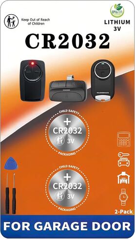 Garage Door Opener Battery - CR2032 Button Lithium 3V (Pack of 2) in Kuwait