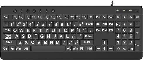 EDJO Large Print Ergonomic Keyboard, Full Size Keyboard with Wrist Rest, Silent Wired USB Computer Keyboards with Oversized Letter Keys Easy to See and Type for Laptop, PC, Windows, Desktop in Saudi Arabia