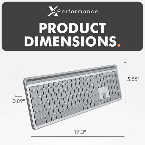 X9 Full-Size Bluetooth Keyboard with Phone Holder – Backlit Wireless Keyboard, Switch Multi-Device, Slim, Quiet, Rechargeable, w/Copilot AI for PC, Mac, iOS & Android (Silver) in Saudi Arabia
