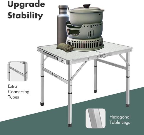 VILLEY 2FT Folding Camping Table, Portable Small Table with Adjustable Legs in Kuwait