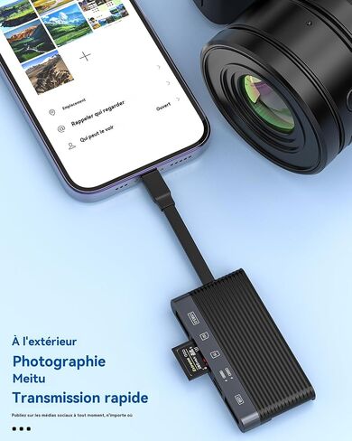 USB C to Lightning 6 in 1 SD Micro SD Card Reader 3.0 2.0 Multiport Adaptor Charging Cable Headphone Jack for Apple for iPhone 16 15 14 for iPad Compatible with Samsung TF Memory Transfer Photo Import in Saudi Arabia