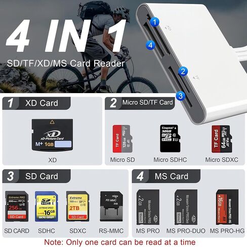 Memory Stick Pro Duo Adapter, 4 in 1 USB A/USB C/Lightning to SD/MS/Micro SD/XD Picture Card Reader for Camera Adapter Trail Game Camera Viewer for iPhone iPad MacBook, SD Card Reader for iPhone in Kuwait