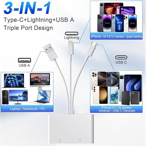 Memory Stick Pro Duo Adapter, 4 in 1 USB A/USB C/Lightning to SD/MS/Micro SD/XD Picture Card Reader for Camera Adapter Trail Game Camera Viewer for iPhone iPad MacBook, SD Card Reader for iPhone in Kuwait