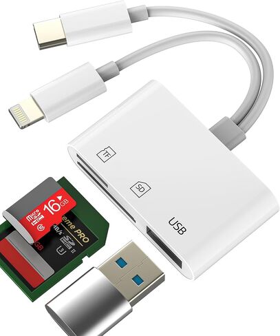USB C Lightning to SD Micro SD Card Reader (3 in 1) USB OTG 3.0 Adapter for Apple for iphone16 15 for ipad Compatible with Samsung S24 Memory Photo File Transfer External Android Phone in Saudi Arabia